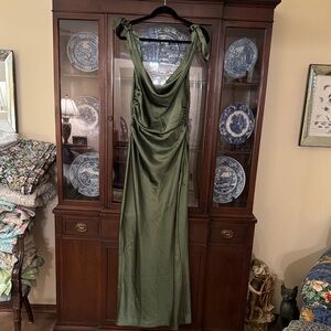 Petal & Pup Olive Satin Dress